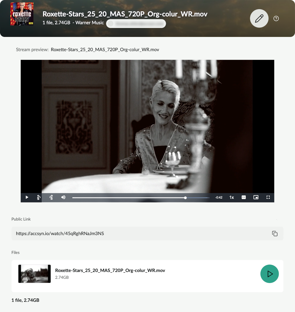 Warner/Roxette - Example web stream.