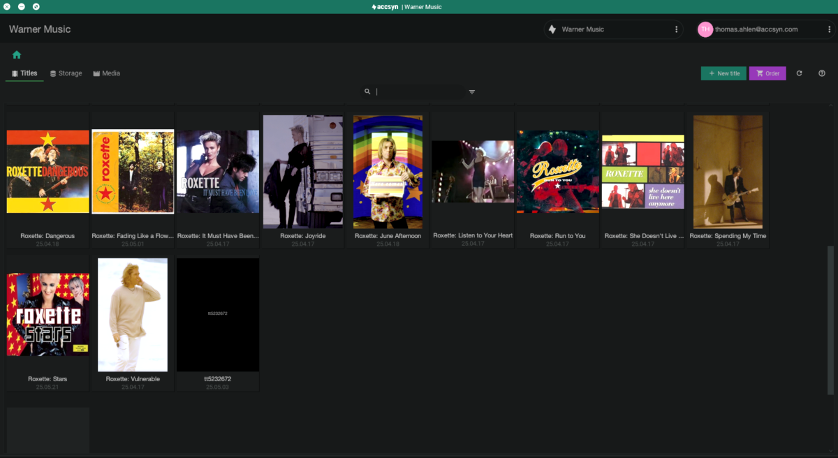 Warner/Roxette - Media projects view